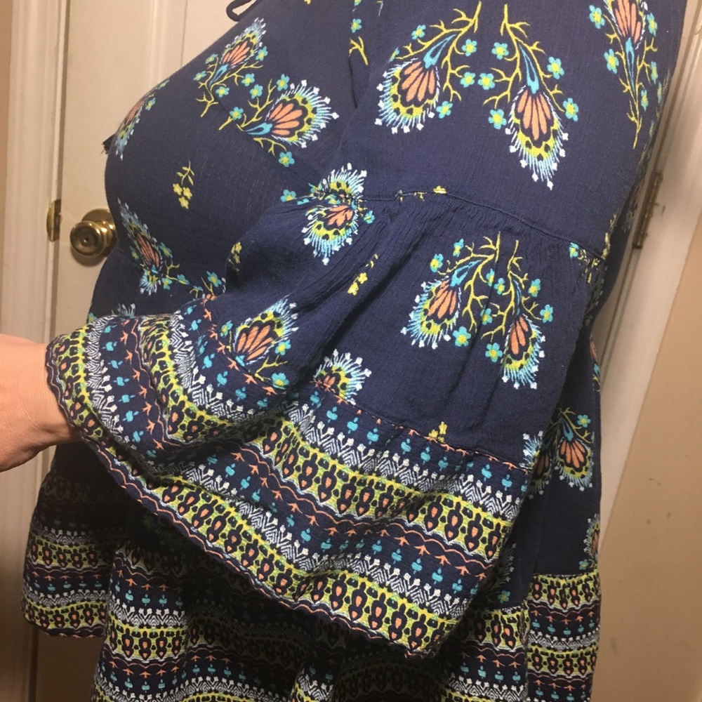 Women’s Red Camel Boho blouse with flowers 1x